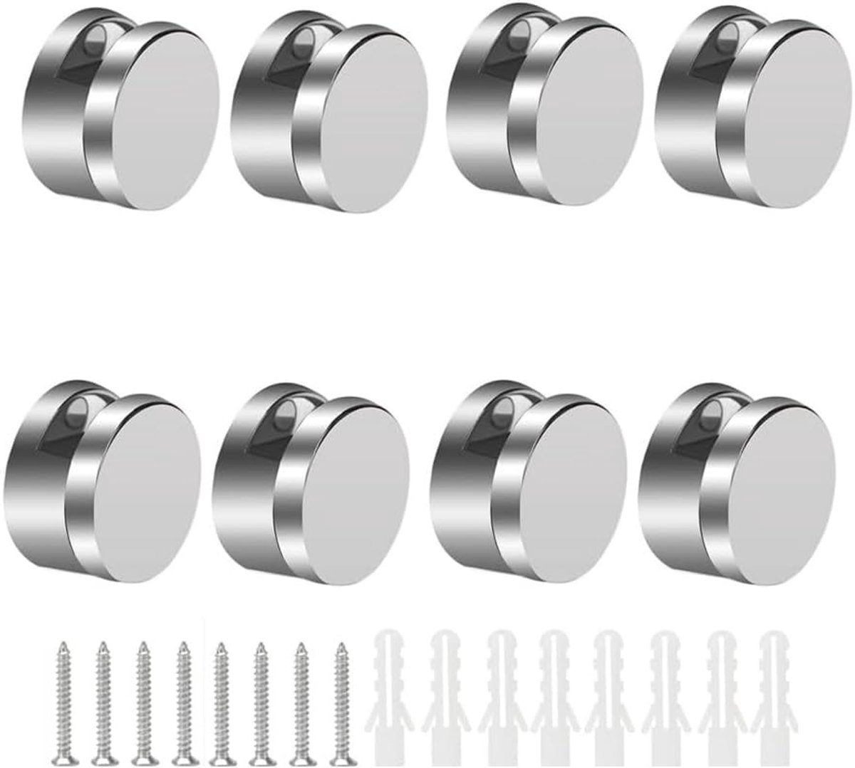 Spiegelklemmen Set van 8 - Inclusief Schroeven en Pluggen - Zinklegering
