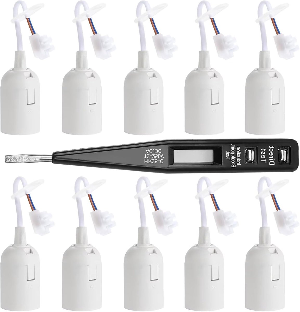E27 fitting met kabel - pack van 10 - robuuste constructie - ideaal voor plafondlampen - ShopVlot