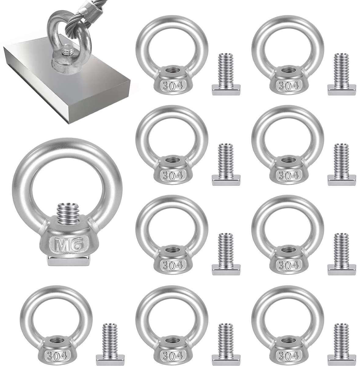 M6 Ringmoer 10pcs - RVS 304 - Corrosiebestendig - Ideaal voor plantenhangers - ShopVlot