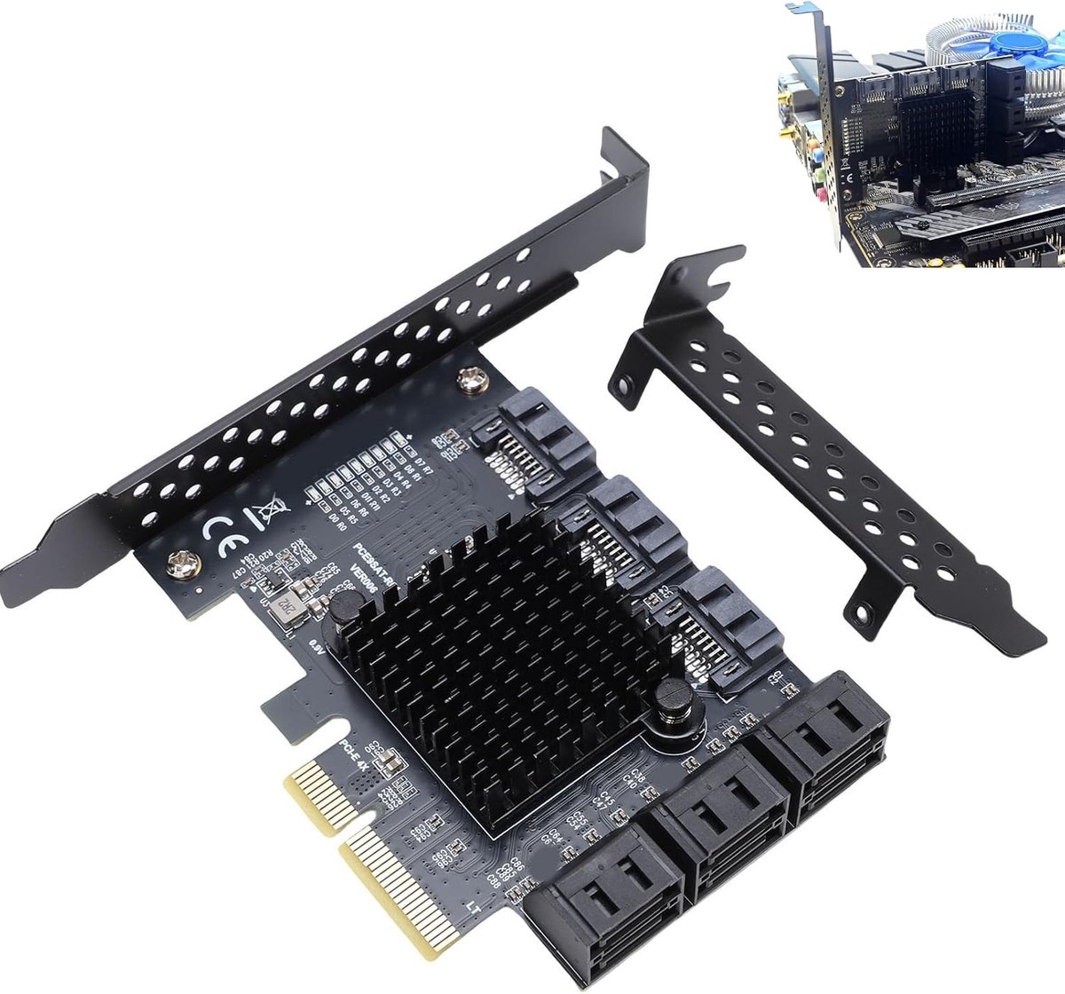 PCIe SATA uitbreidingskaart 9 poorten - PCI-E 4X naar SATA3.0 - tot 6Gbps - uitbreidbare opslagcapaciteit - ShopVlot