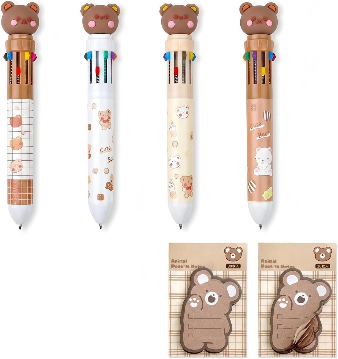 meer kleuren balpen 0,5 mm - cartoon-beer - 10-in-1 set - veelzijdig voor school - ShopVlot