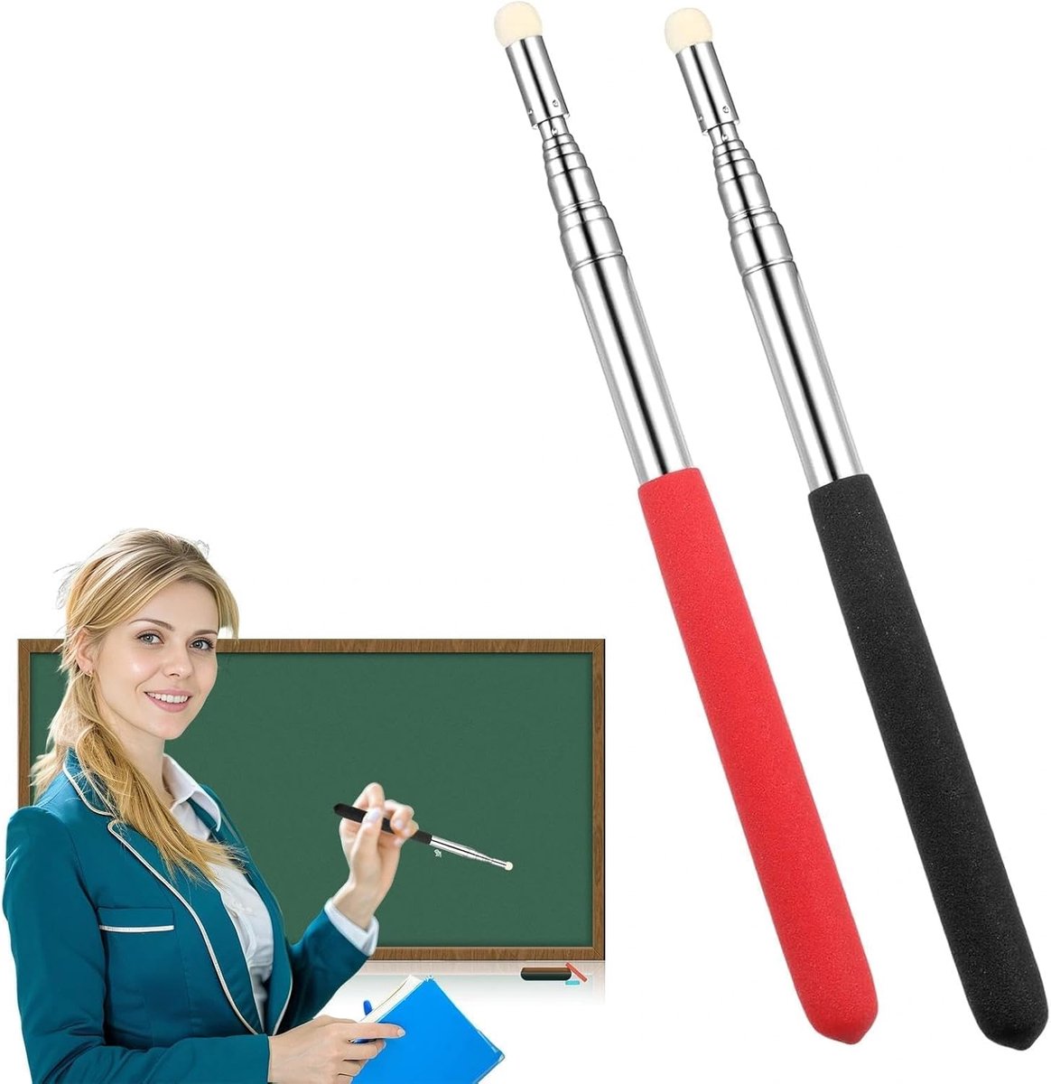 Verlengbare aanwijspalen 48 inch - Rood & zwart - Telescopische stokken - Ideaal voor presentaties - ShopVlot