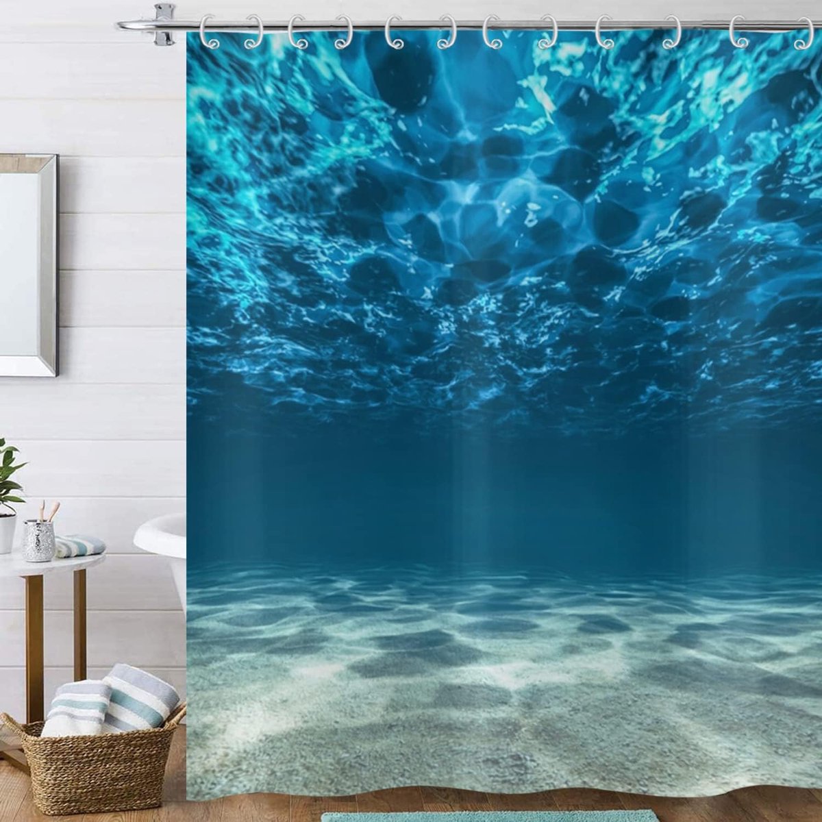 Douchegordijn 180x200 - polyester - onderwater landschap - waterproof en wasbaar - ShopVlot
