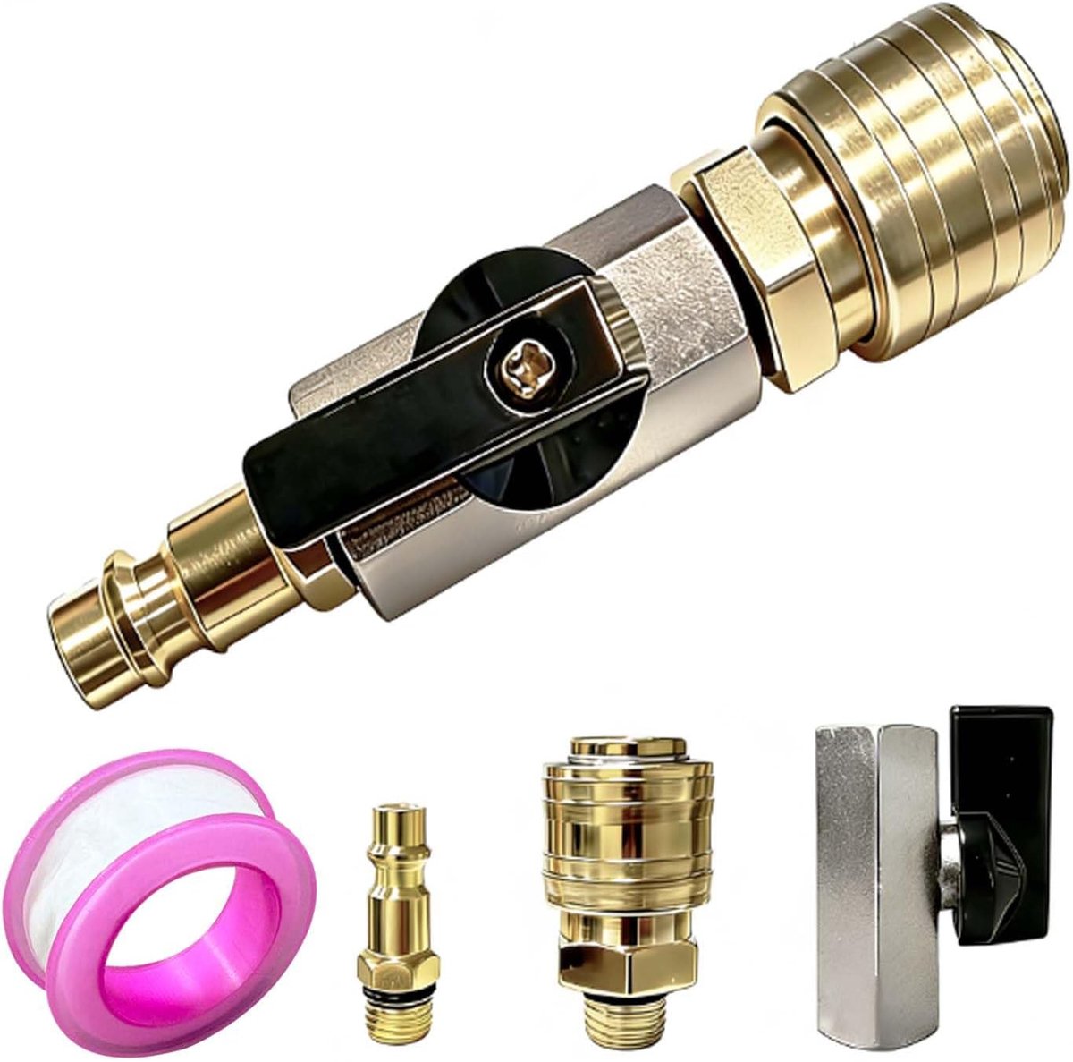 Perslucht Afsluitklep 1/4 Inch - Snelle koppeling - Inclusief 7.2 NW-mondstuk - ShopVlot