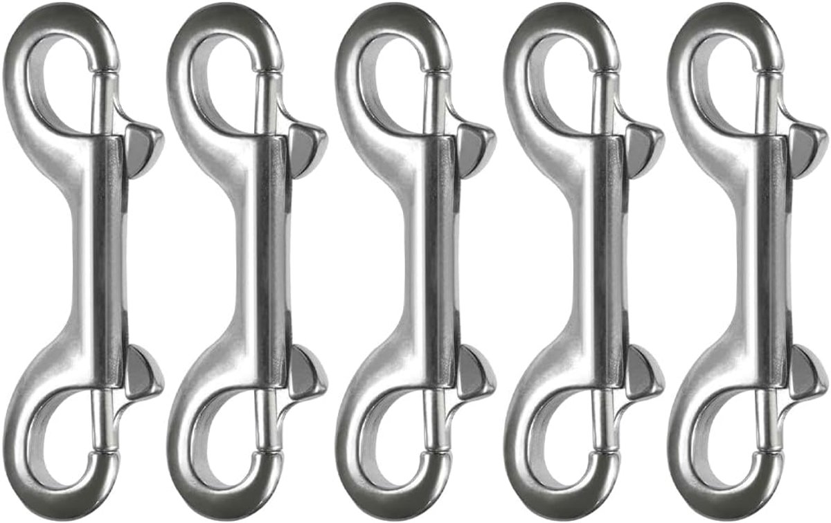 Dubbele karabijnhaken 9 cm - roestvrij staal - 5 stuks - ideaal voor hondenriem en kabelverbindingen - ShopVlot