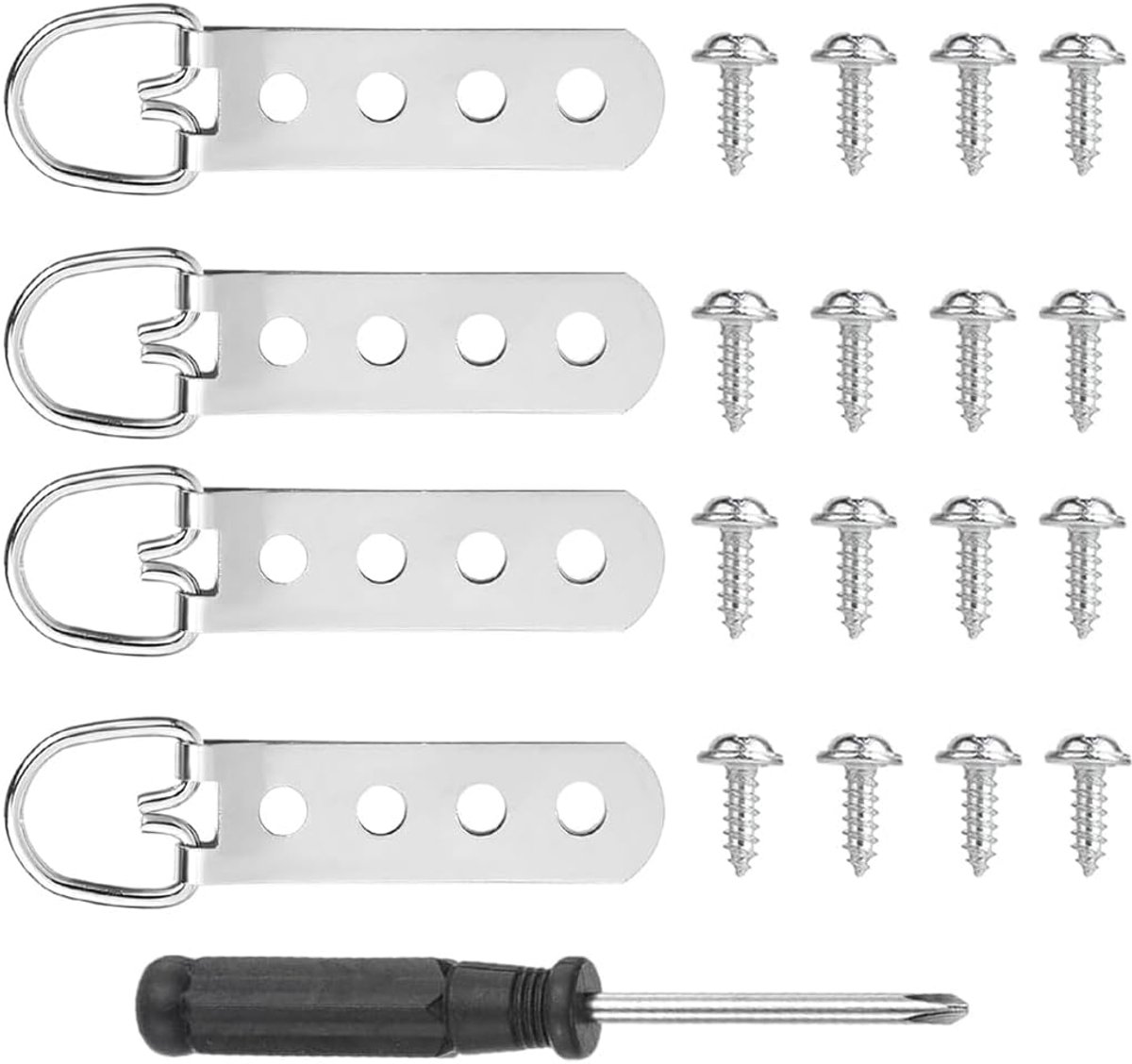 Fotohaken D-ring 4 stuks - zware kwaliteit - inclusief schroeven en schroevendraaier - ideaal voor wandbevestiging - ShopVlot