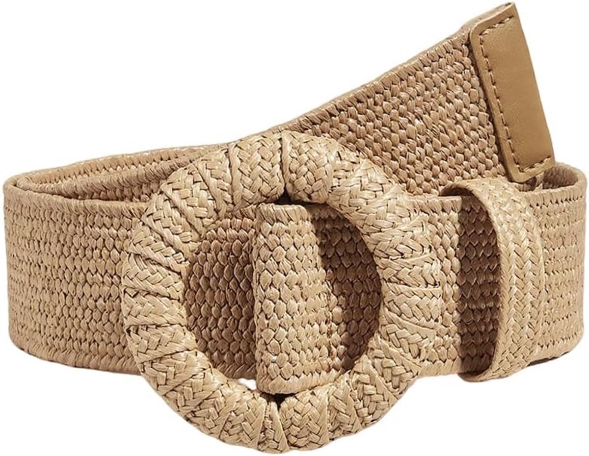 Dames riem breed - rotan gevlochten - ronde gesp - casual elegant - ShopVlot