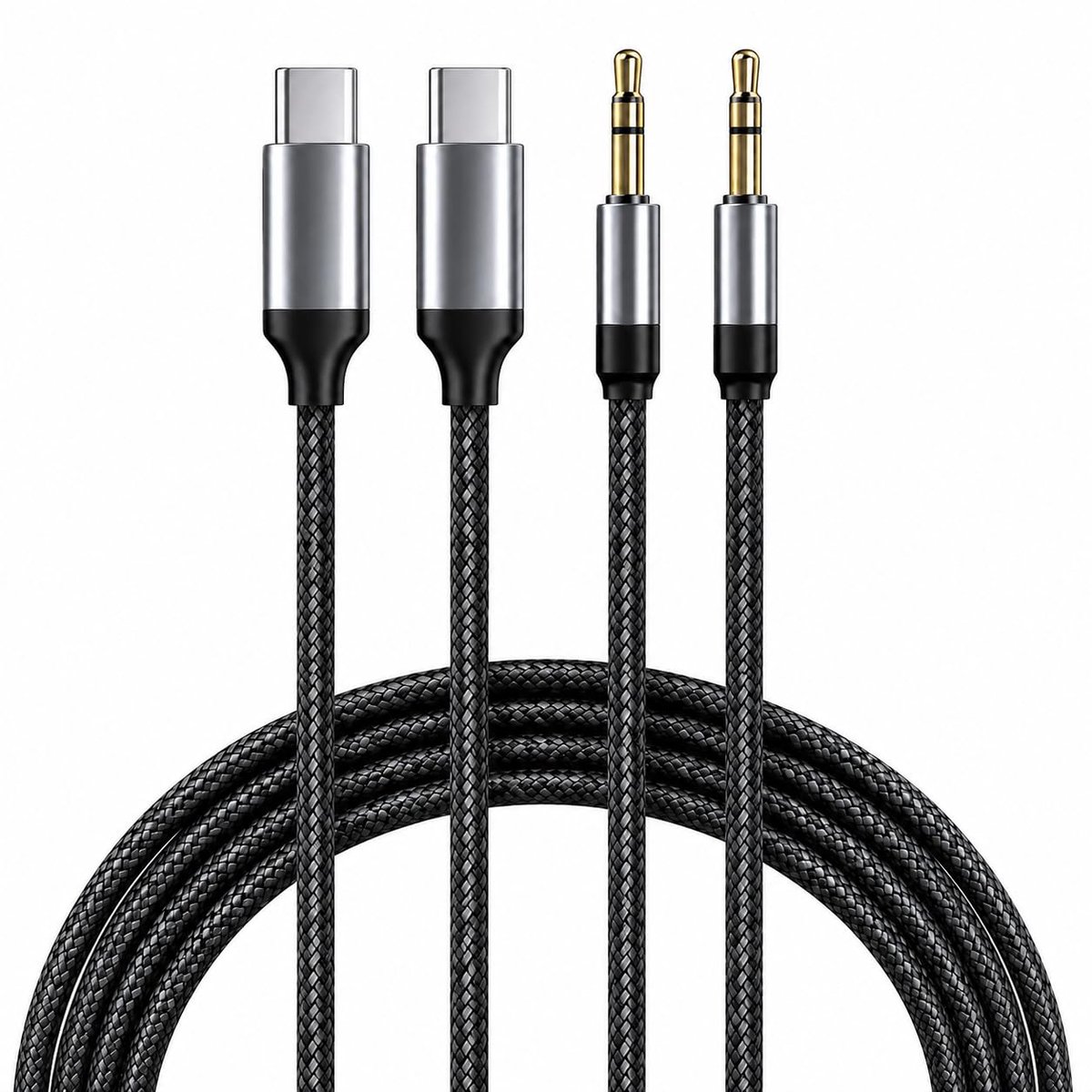 USB C naar 3,5mm AUX kabel 1m - 2 stuks - Hi-Fi audio transmissie - Gemakkelijk muziek afspelen - ShopVlot
