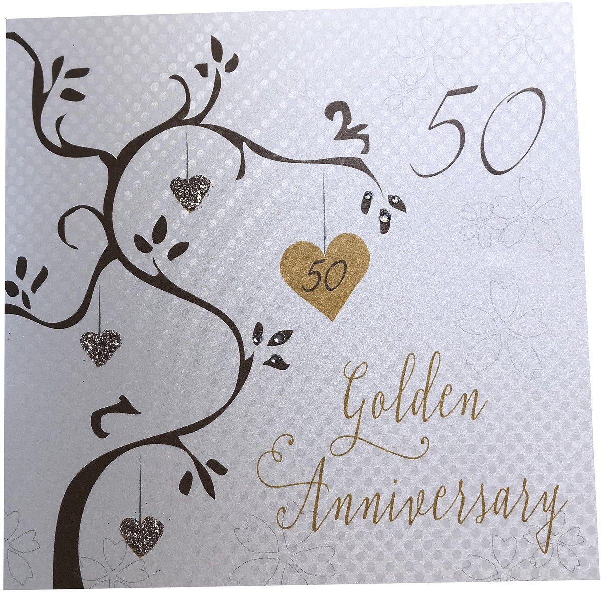 witte katoenen kaarten 50e - handgemaakt - verjaardagsboom - unieke felicitatie - ShopVlot