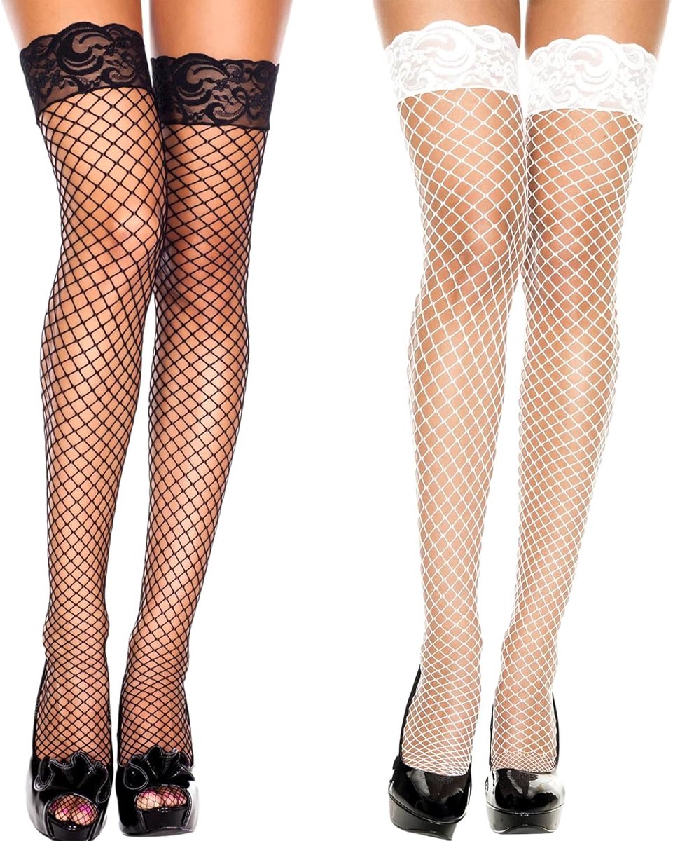 Vrouwen visnetkousen - strappy - wit - perfect voor een verleidelijke look - ShopVlot