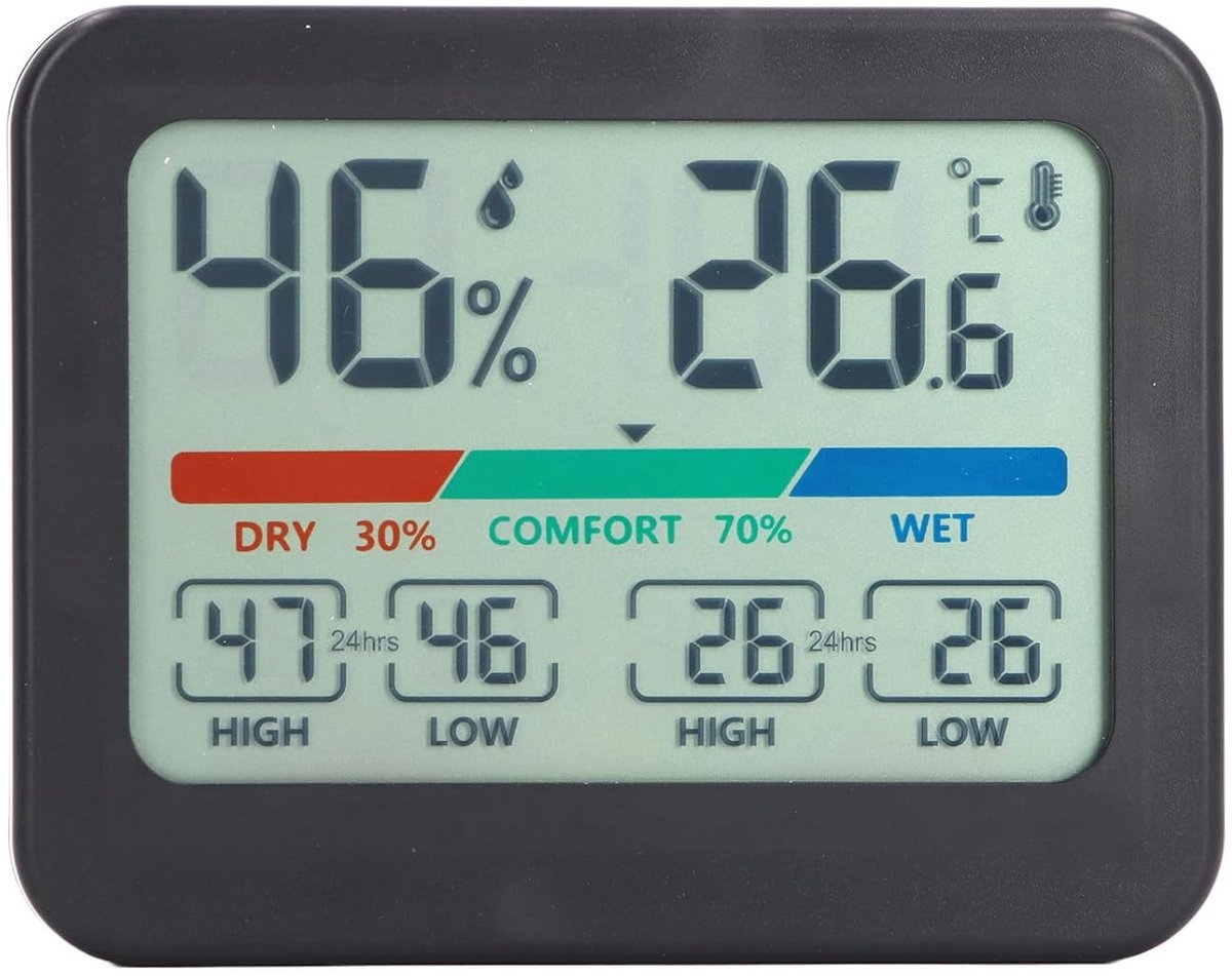 Digital hygrometer - grote LCD-display - temperatuur- en vochtigheidsmeter - nauwkeurige klimaatbewaking - ShopVlot