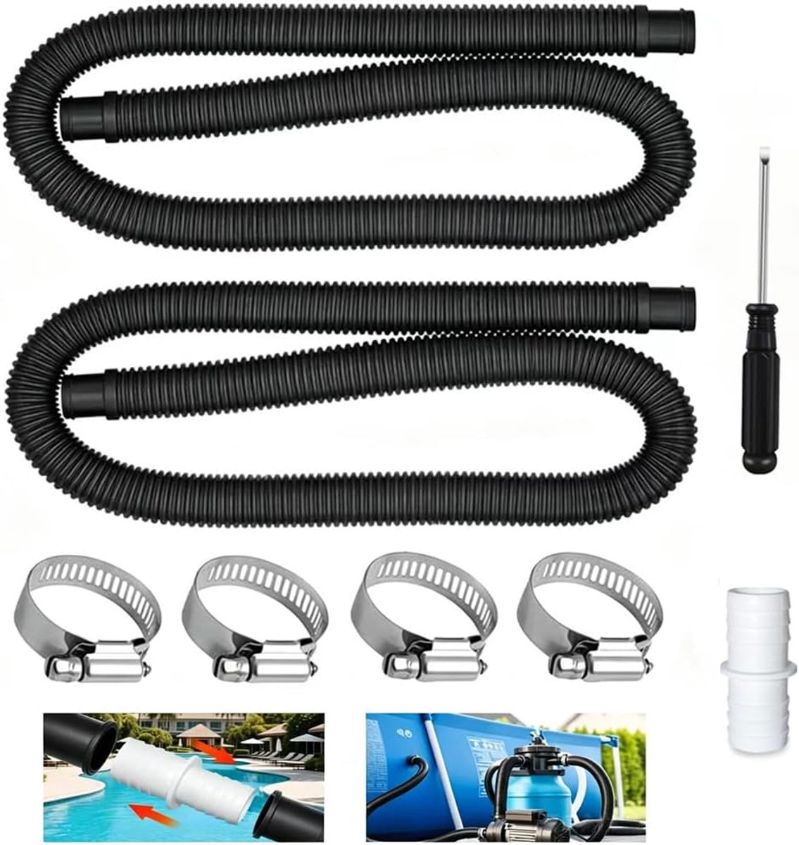 Vervangslang voor zwembad 32 mm - 1,5 m - duurzame kunststof - eenvoudig te installeren - ShopVlot