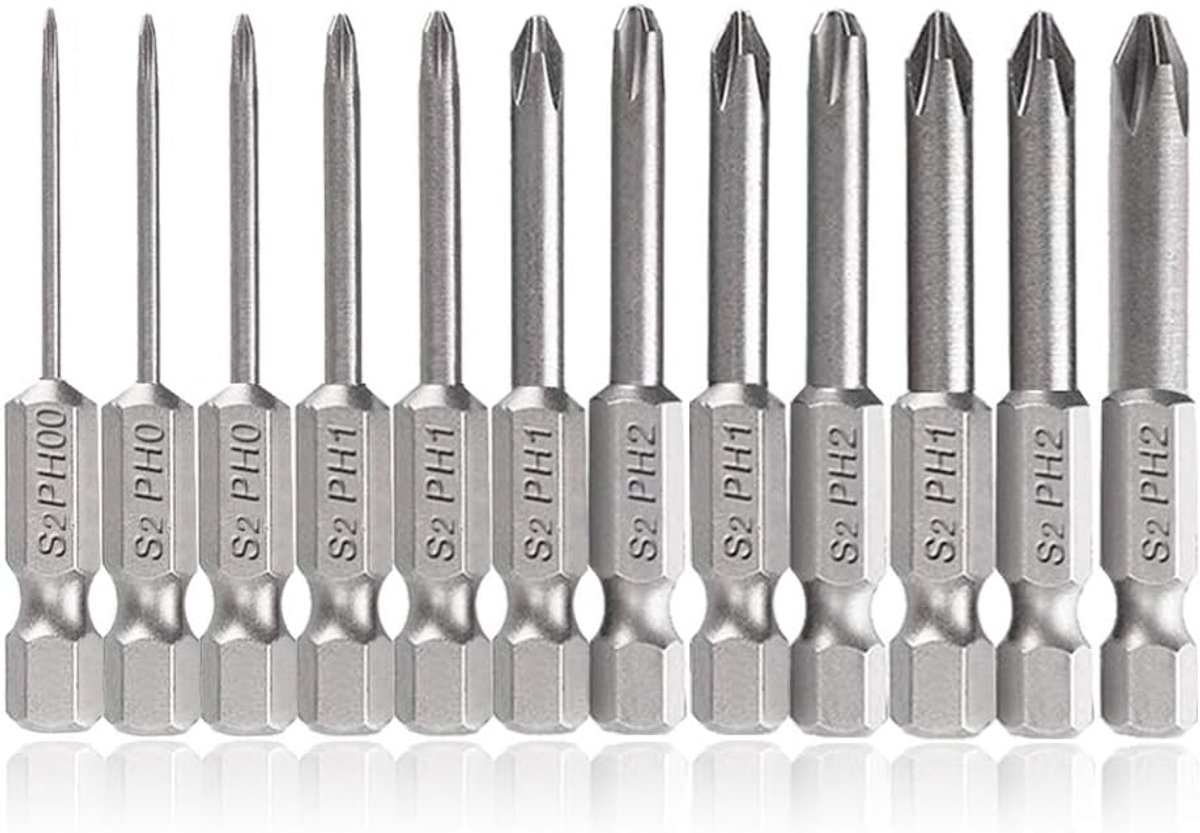 Schroevendraaier bits 12 stuks 50 mm - S2 staal - precisie - geschikt voor diverse klussen - ShopVlot