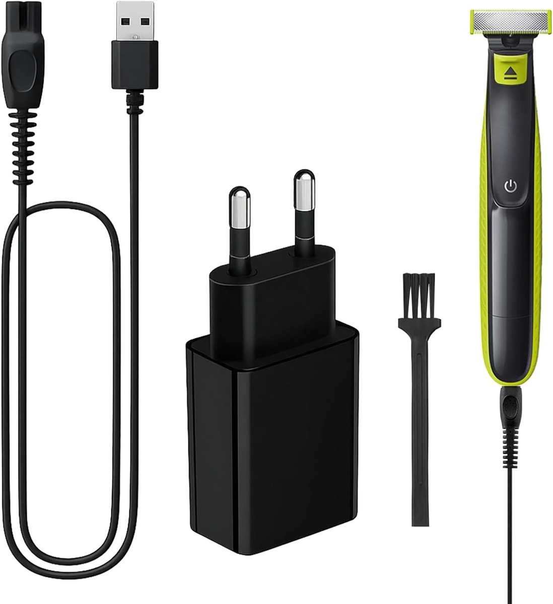 Oplader voor scheerapparaat, USB-voeding met 1 m kabel, ideaal voor reizen en dagelijks gebruik, 5 V uitgang voor snel en betrouwbaar opladen