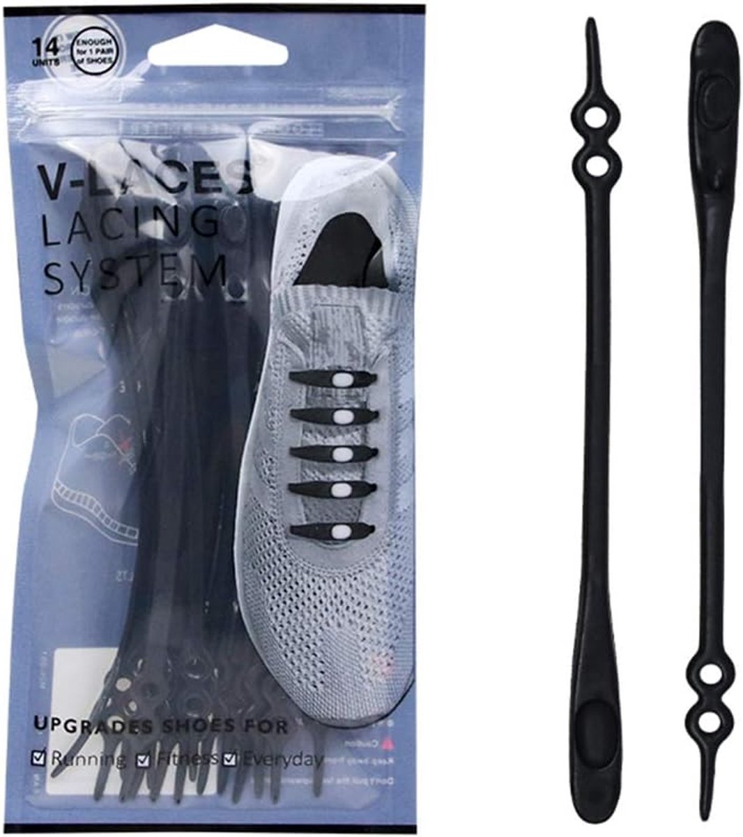 Elastische veters zonder knopen - zwart - one size - ideaal voor sneakers - ShopVlot