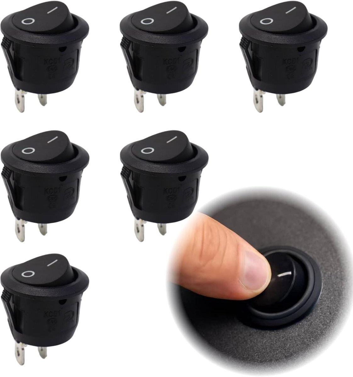 Mini ronde schakelaars 2-pins On/Off - zwart - 10A/125V of 6A/250V - ideaal voor auto of boot - ShopVlot