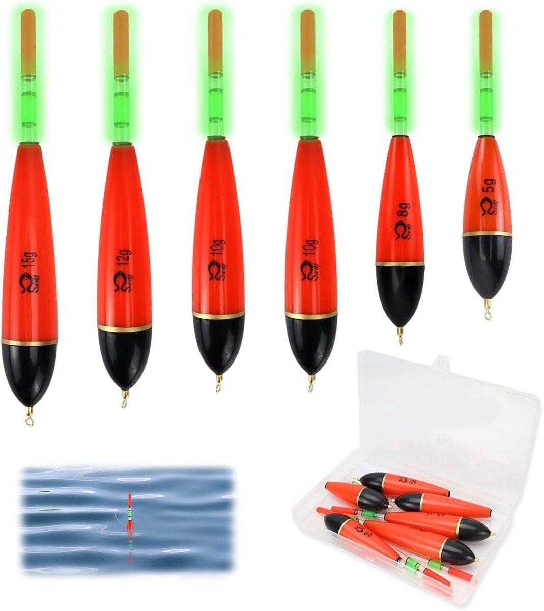 Zesdelige Drijvende Vissersset met Luminous Vloats van EVA-schuim - Perfect voor Snoek, Baars en Karper Visaccessoires