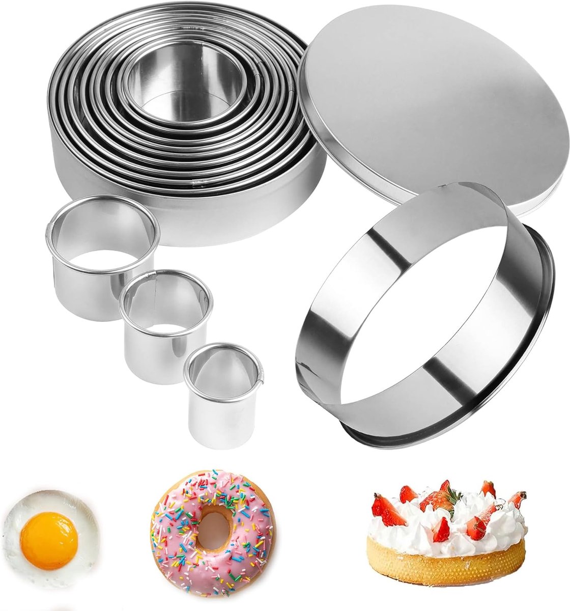 Ronde koekjesuitsteekvormen 11-delige set - roestvrij staal - veelzijdige vormen - perfect voor bakken - ShopVlot