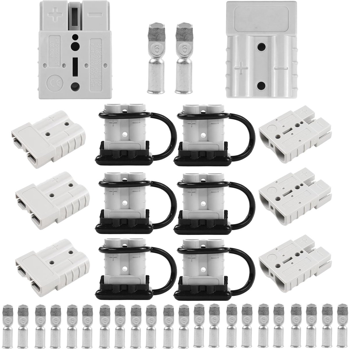 Batterijplug 50A - Set van 12 - Snelle aansluiting met stofkappen - Ideaal voor auto en caravan - ShopVlot