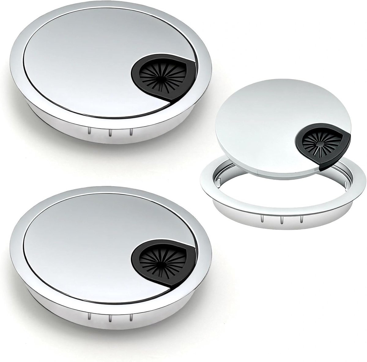 Kabeldoorvoer bureau 80 mm - ronde zilveren zinklegering - draadgatafdekking - perfecte pasvorm voor bureau - ShopVlot