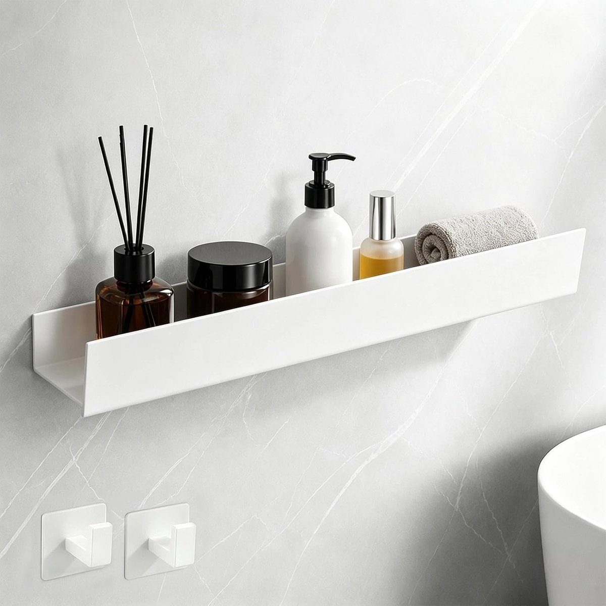 Badkamerrek 59,5 cm - aluminiumlegering - wit en roestvrij - perfect voor badkamer en keuken - ShopVlot