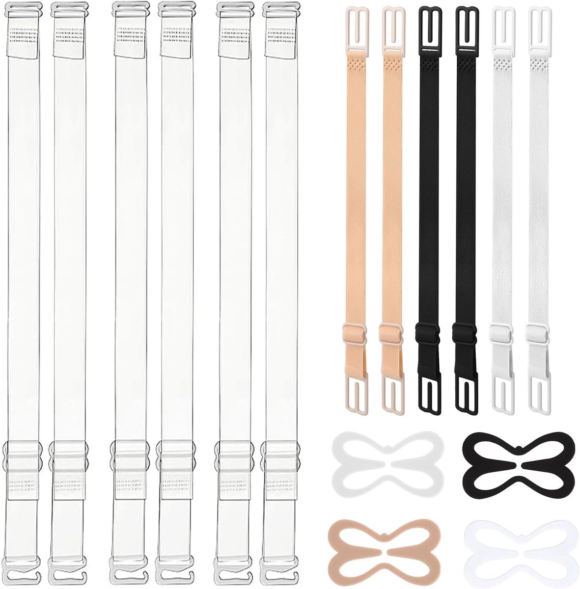 Brahouder clips 3 stuks + 4 clips + 3 paar transparante verstelbare schouderbanden - anti-slip ontwerp - ShopVlot