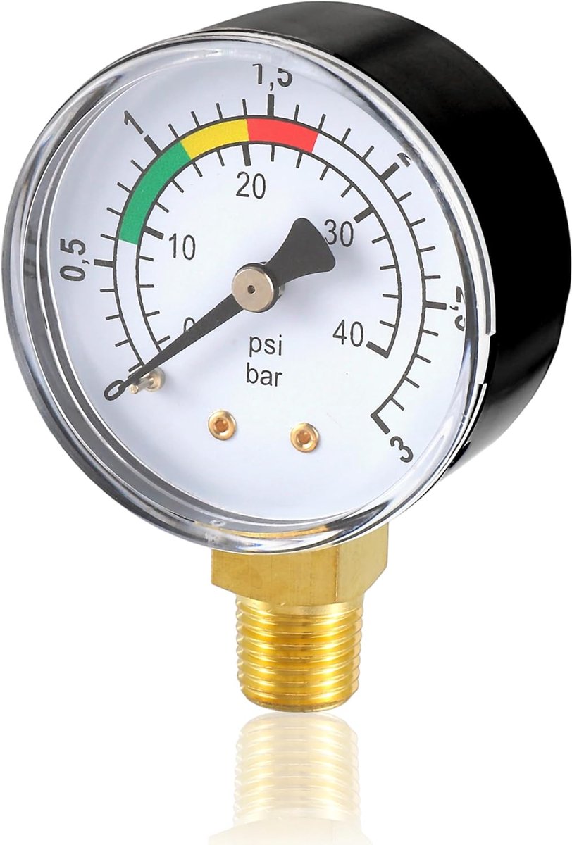 Drukmeter zwembad 0+3 bar - Ø50 mm precisie - Corrosiebestendig - Eenvoudig te installeren - ShopVlot