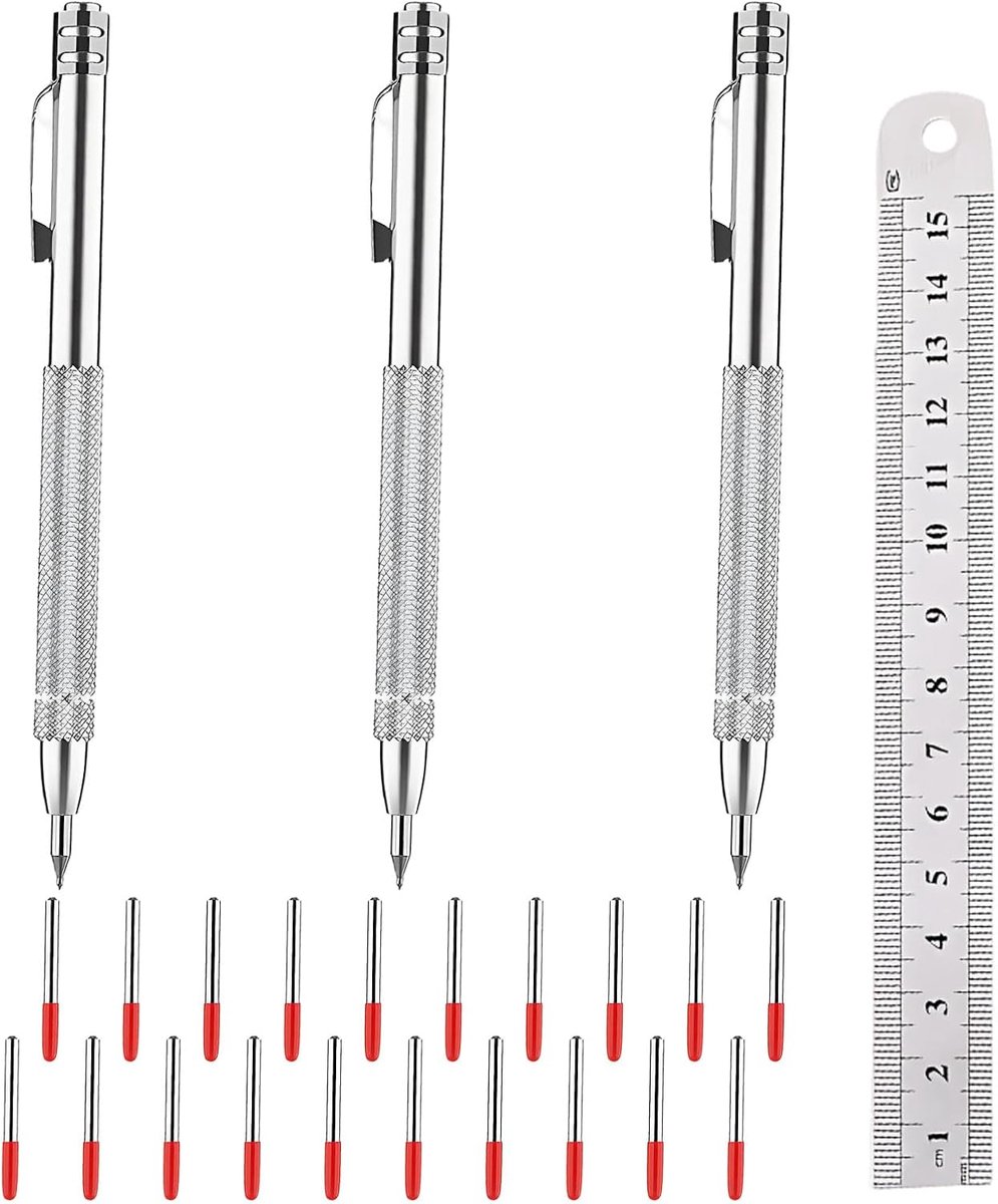 Scheurnaalden 24 stuks - wolfraamcarbide punten - aluminium handgreep - voor nauwkeurige markeringen - ShopVlot