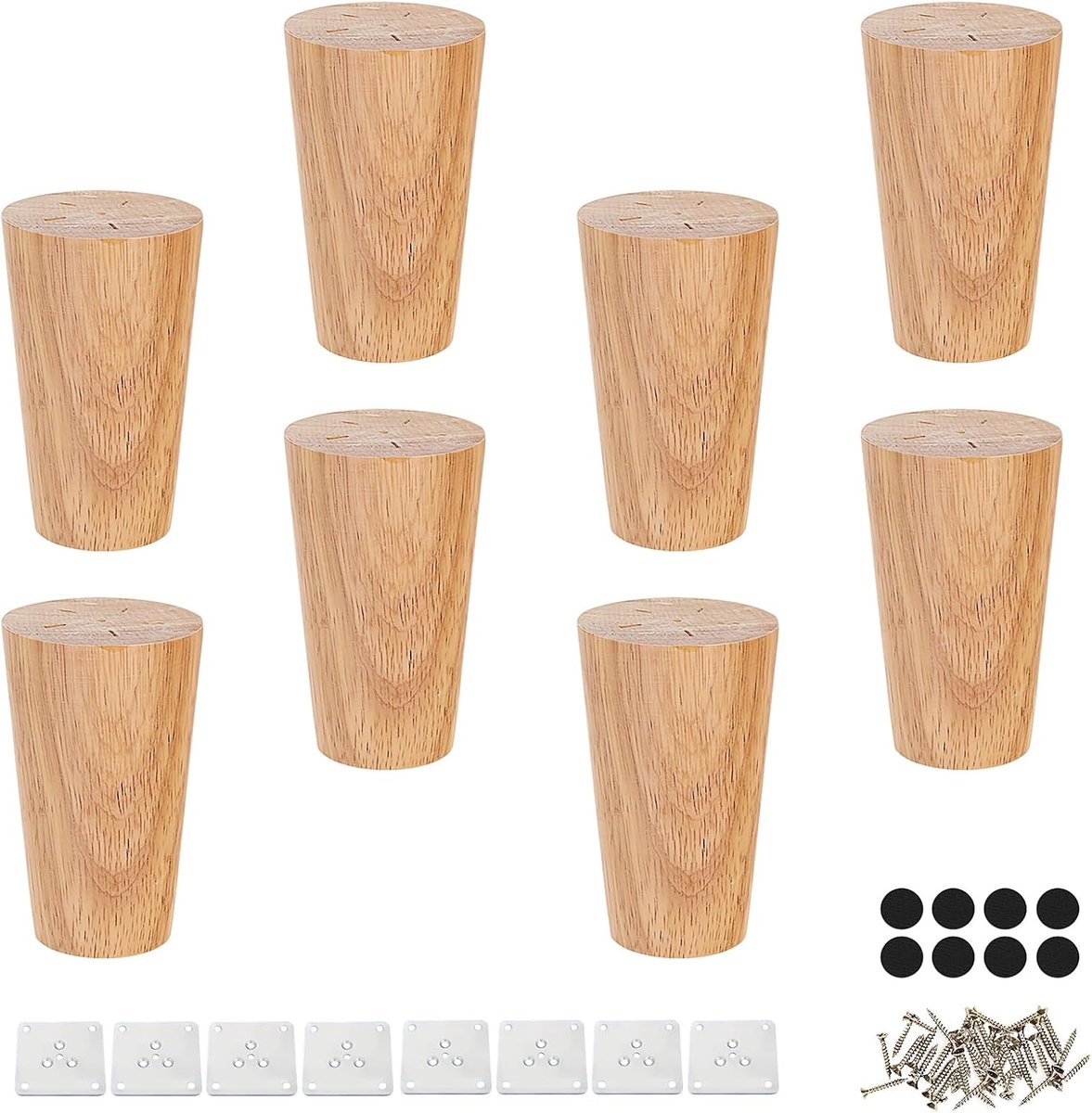Meubelpoten 8 cm - Massief hout - Inclusief montagemateriaal - Perfect voor meubels - ShopVlot