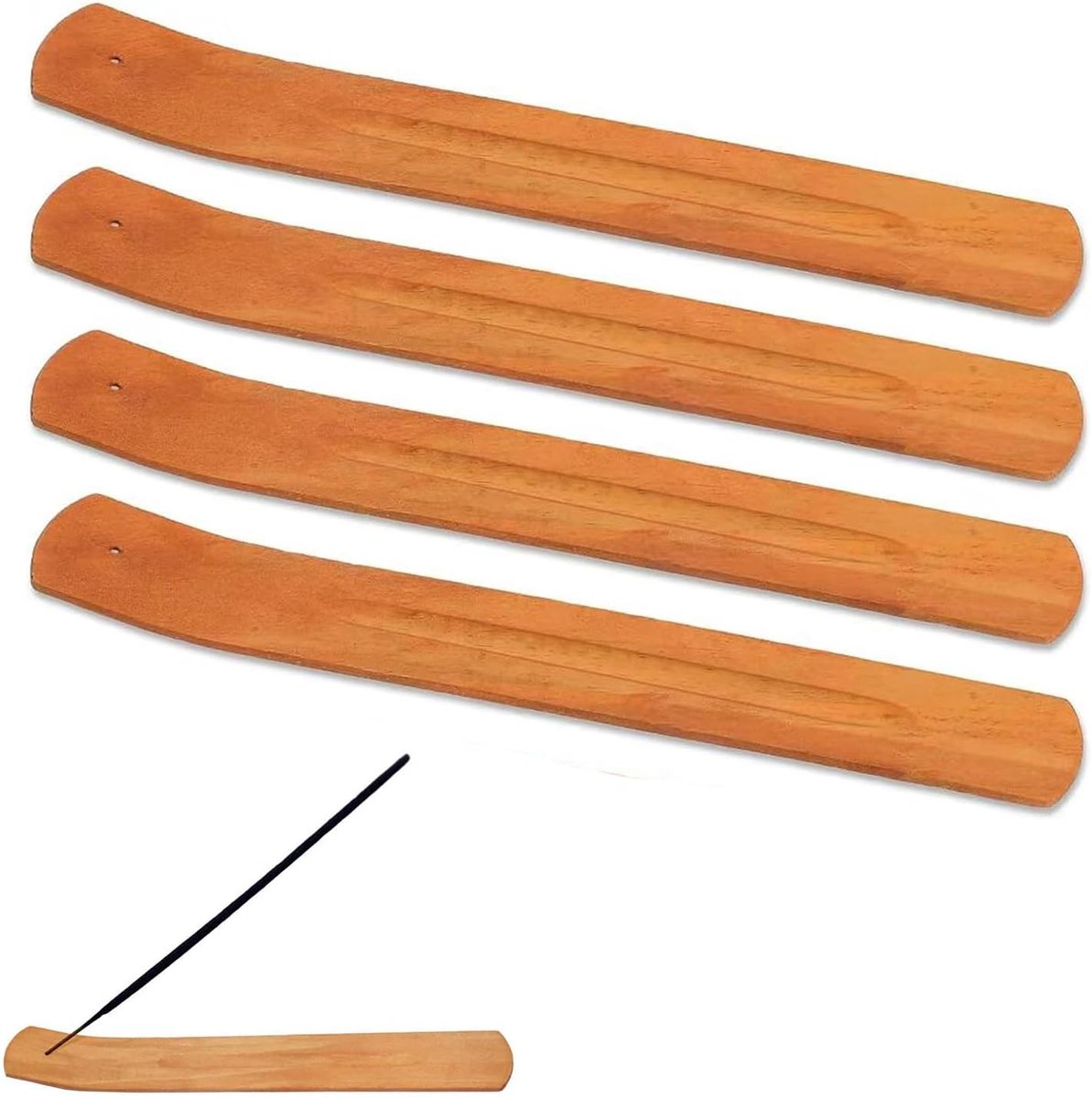 Incensestokhouder set 4 stuks - handgemaakt van natuurlijk hout - lichtgewicht en duurzaam - ShopVlot