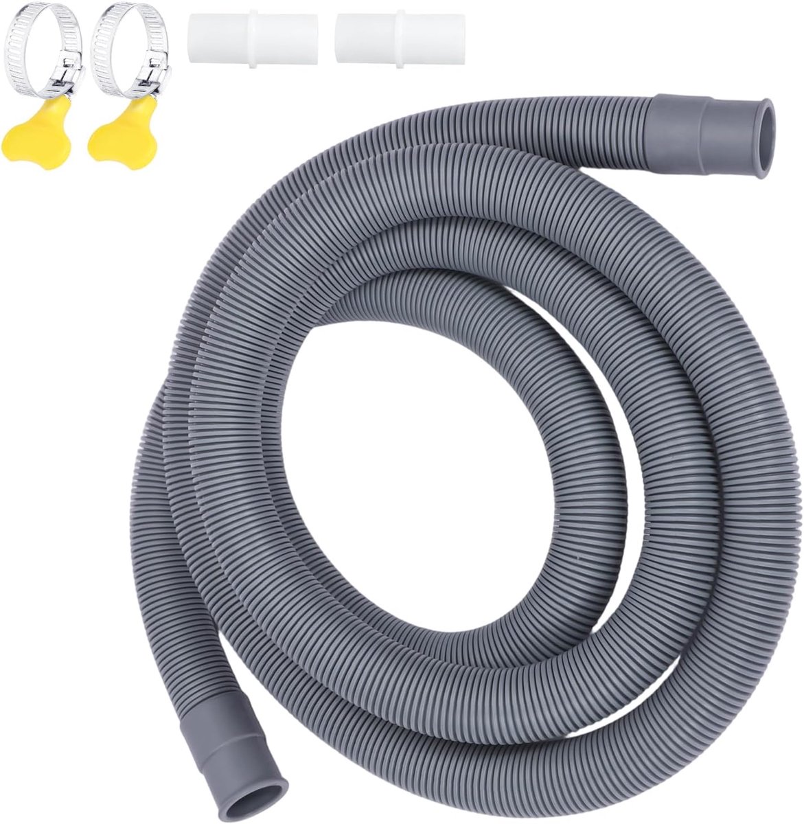 Washing Machine Drain Hose, Washing Machine Hose, Universal 2M Non-Expandable Hose, 1 x20mm Adapter Connector with 2 - ShopVlot