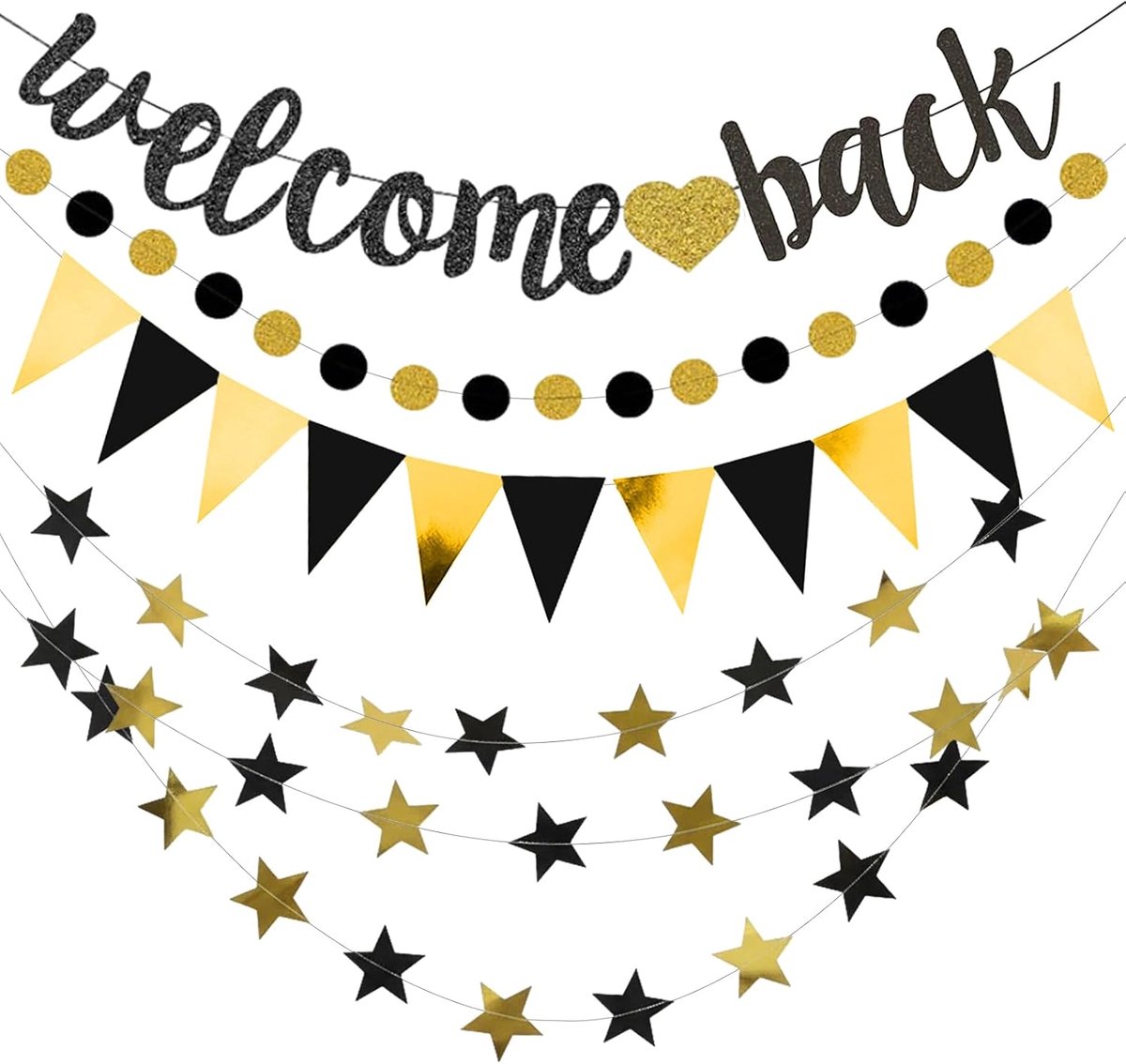 Welcome Back Home Decoration Set, Welcome Home Banner, Star Garland and Triangular Flags, Welcome Decoration for Baby - ShopVlot