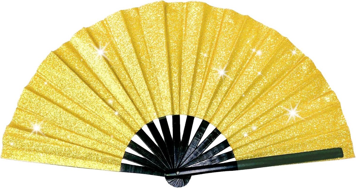 Large Glitter Foldable Silk Hand Fan Chinese Tai Chi Foldable Hand Fan Nylon Cloth Chinese Kung Fu Fan with Holder - ShopVlot