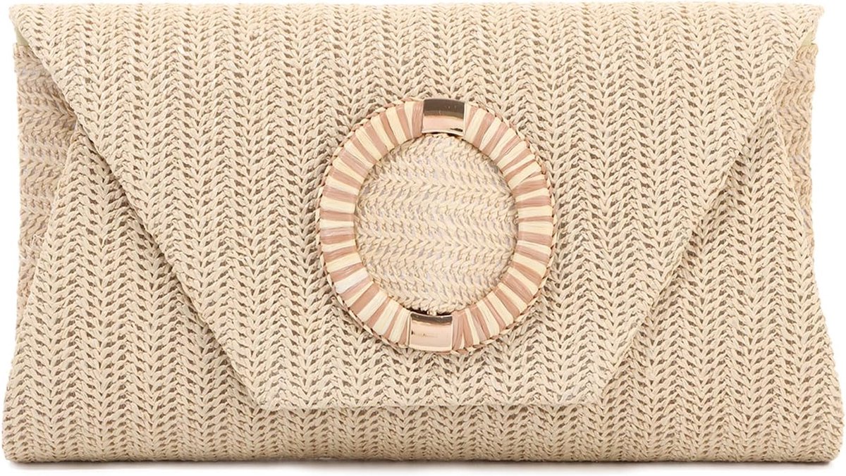 Clutch tas - elegant raffia - schoudertas met ketting - perfect voor zomer - ShopVlot