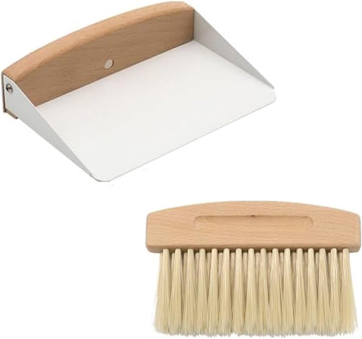 Mini Tafelbezem met Schep - Houten Veegplank en Handveger voor Keuken, Tafel, Toetsenborden en Huisdieren - Compact en Handig in Gebruik