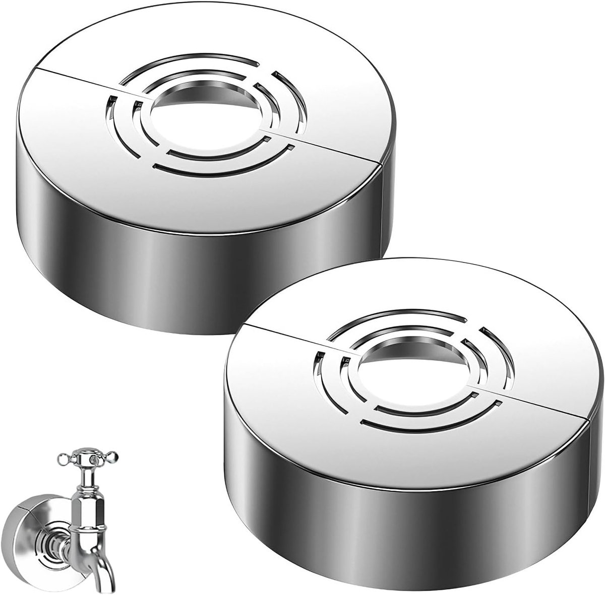 Set van 2 rozet mengkraan voor douche - 3 maten in 1 - verchroomd ABS - professionele afwerking - ShopVlot