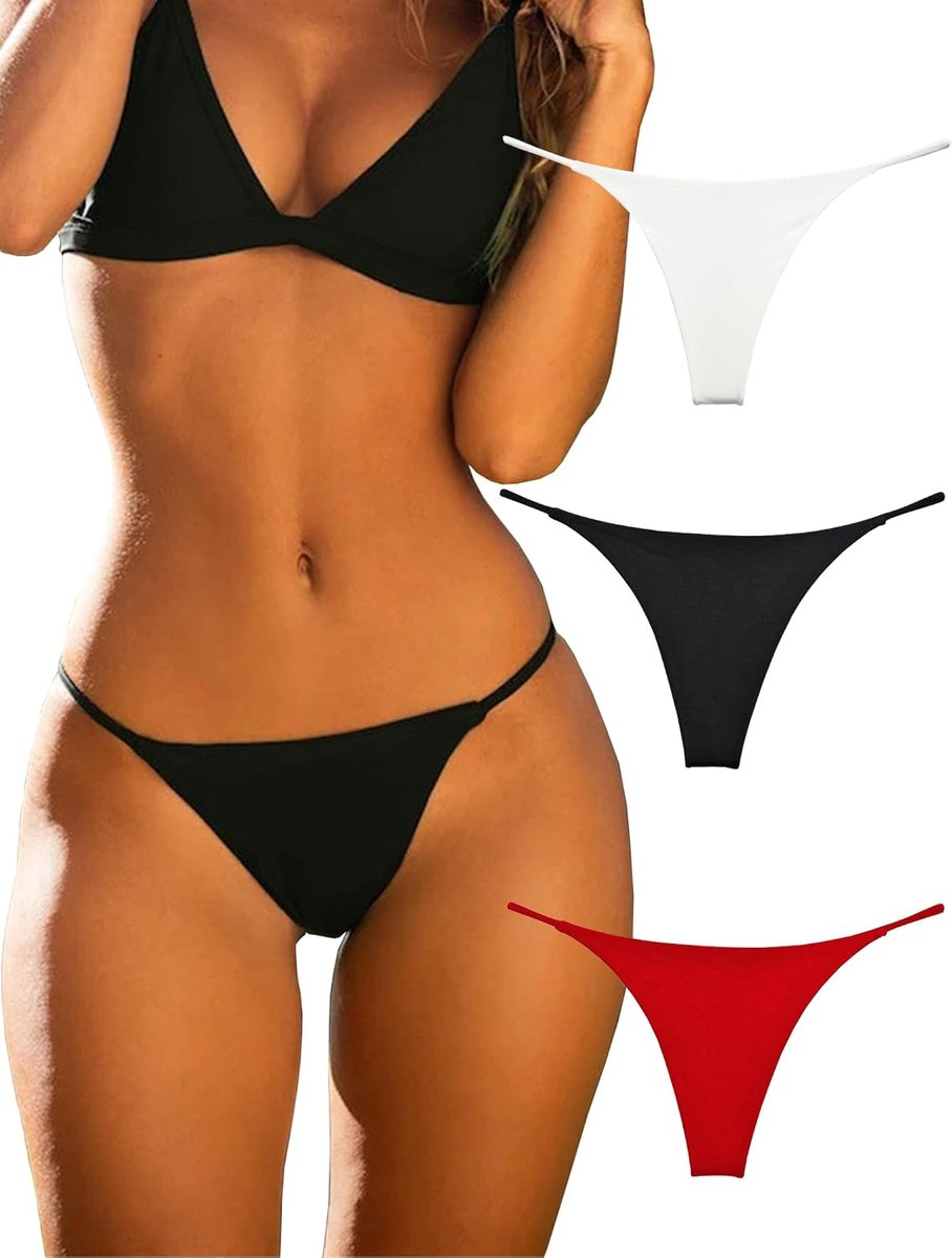 Dames Thong 3-Pack - Katoenen naadloze G-string - Sexy en comfortabel - Perfect voor dagelijks gebruik - ShopVlot