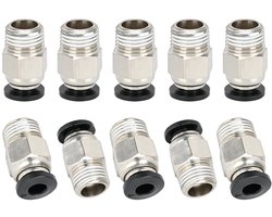 Pneumatische connectoren 10 stuks - M10 schroefdraad - PTFE-buis 4 mm - Geschikt voor E3D-V6 3D printers - ShopVlot