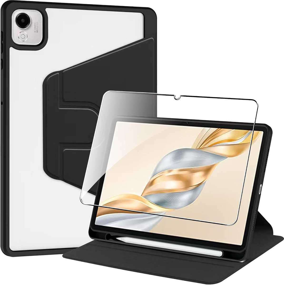 Tablet Hoes Honor Pad X9a - 360° Rotating - PU Leer en TPU - Inclusief Tempered Glass Screen Protector - ShopVlot