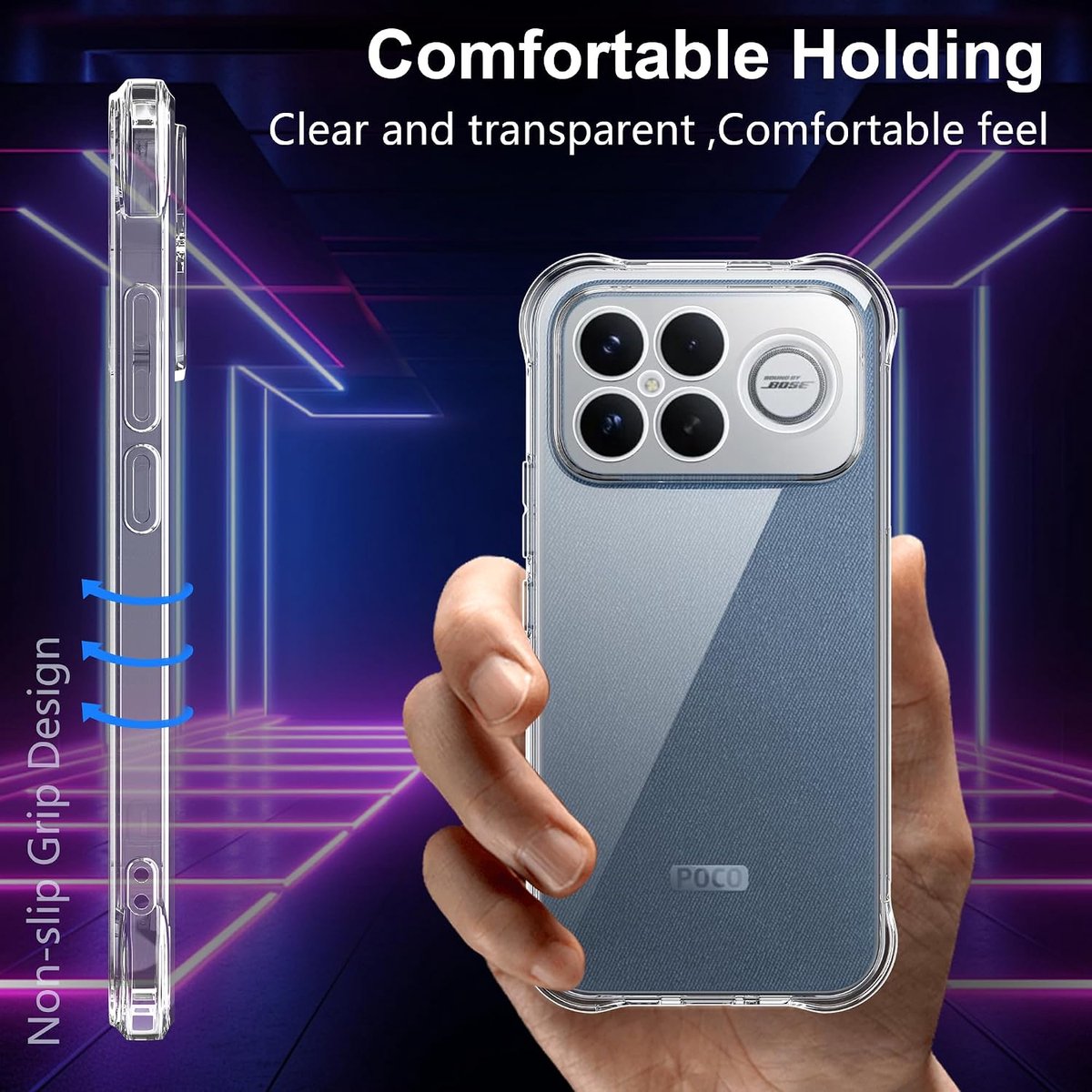 Mobiel hoesje POC0 F8 Ultra - ultra dun - transparant silicone - schokbestendig met 2 glazen films - ShopVlot