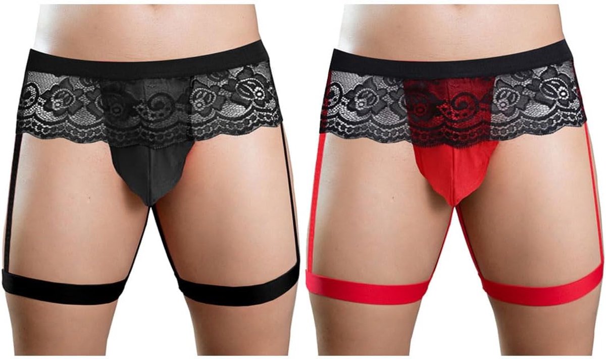 Jockstrap ondergoed voor heren - lage taille - zwart/rood - comfortabele pasvorm - ideaal voor dagelijks gebruik - ShopVlot