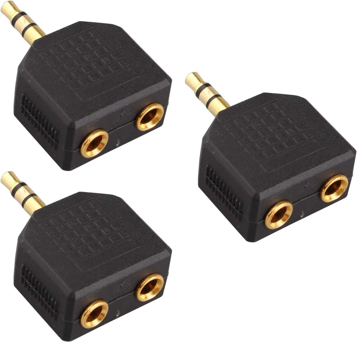 Headphone jack splitter 3,5mm - 2x 3,5mm jack sockets - goudgeplateerd - audio adapter voor MP3 en tablet - ShopVlot