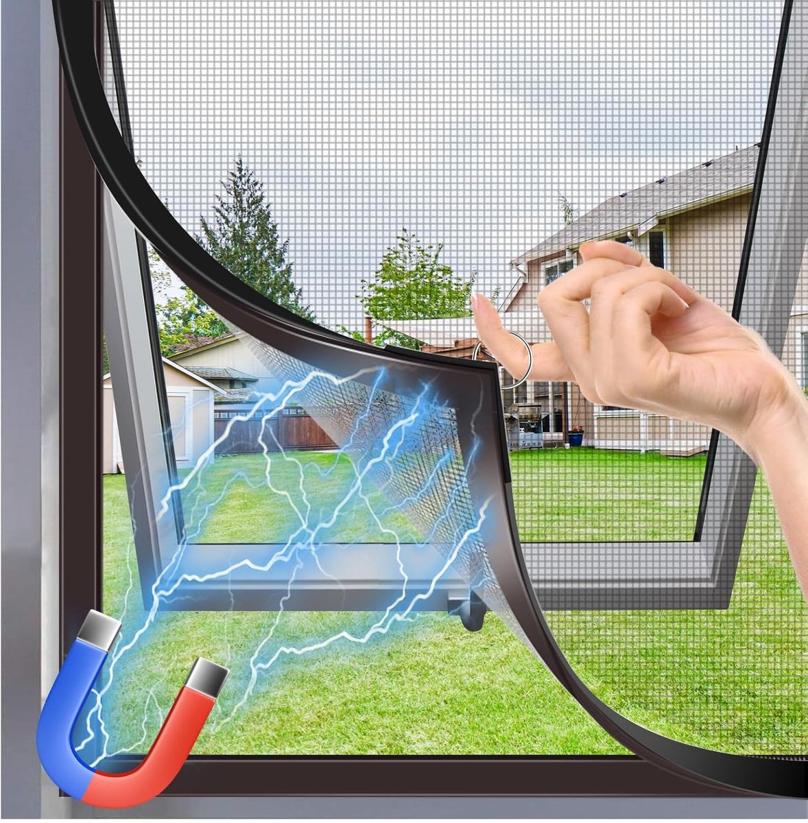 Vliegenhor voor ramen 120 x 130 cm - Fiberglas net - Verstelbaar met magnetische sluiting - Makkelijk te reinigen - ShopVlot