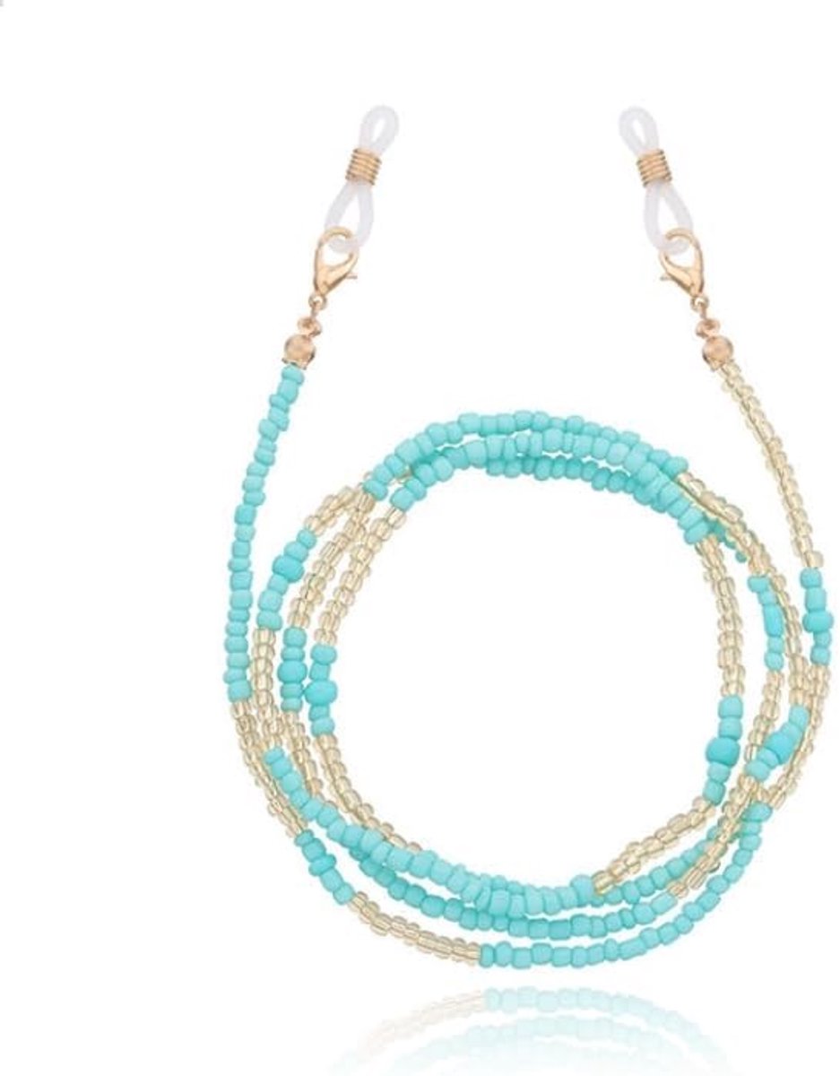 Cord for Sunglasses or Reading Glasses with Beads, Gold/Turquoise - ShopVlot