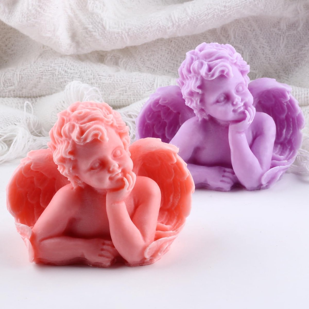 XIAOSHUI Angel Candle Shape Angel Boy Candles Silicone Shapes Angel Resin Casting Mould for Candles Home Decoration - ShopVlot