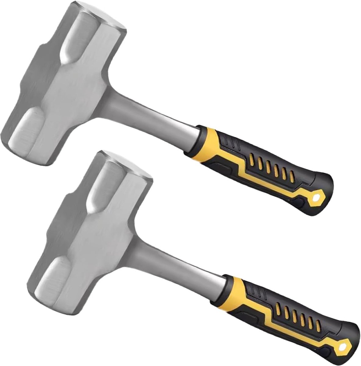 2pcs 2000g Hammer 310mm Long 2kg Sledge Hammer with Rubber Handle, Sledge Hammer Demolition Hammer for Camping - ShopVlot