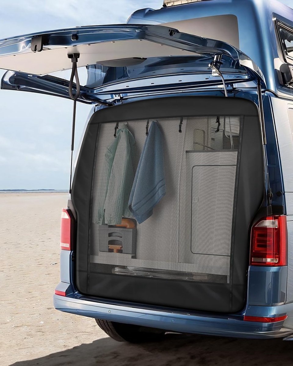 SUPAREE Fly Screen 6 x 12.7 cm T5 Tailgate Mosquito Net Tailgate with Zip and Fastener for T5, T6, Van, Camping - ShopVlot