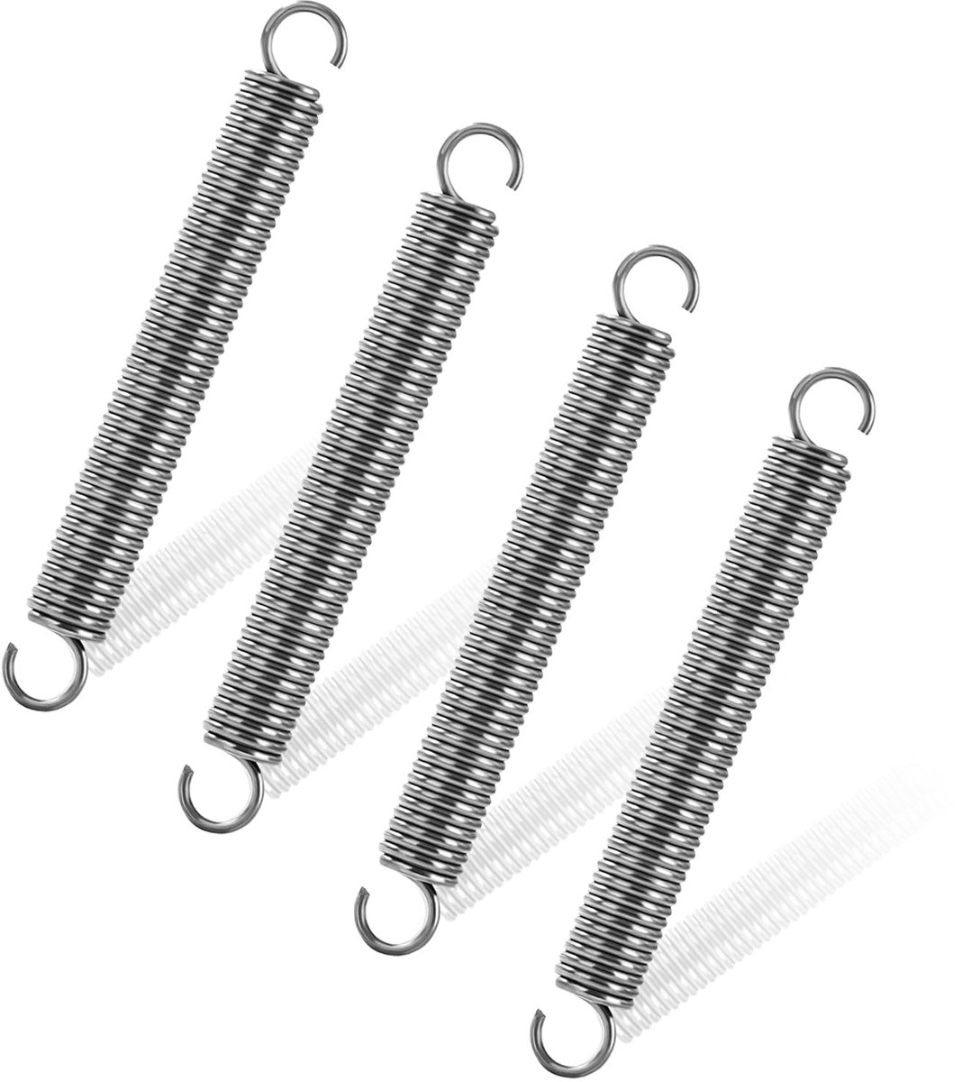 YOGAZEN Pack of 4 Tension Springs with Hooks, Tension Spring, Stainless Steel, 4.8 x 6 x 0.8 mm, Tension Spring - ShopVlot