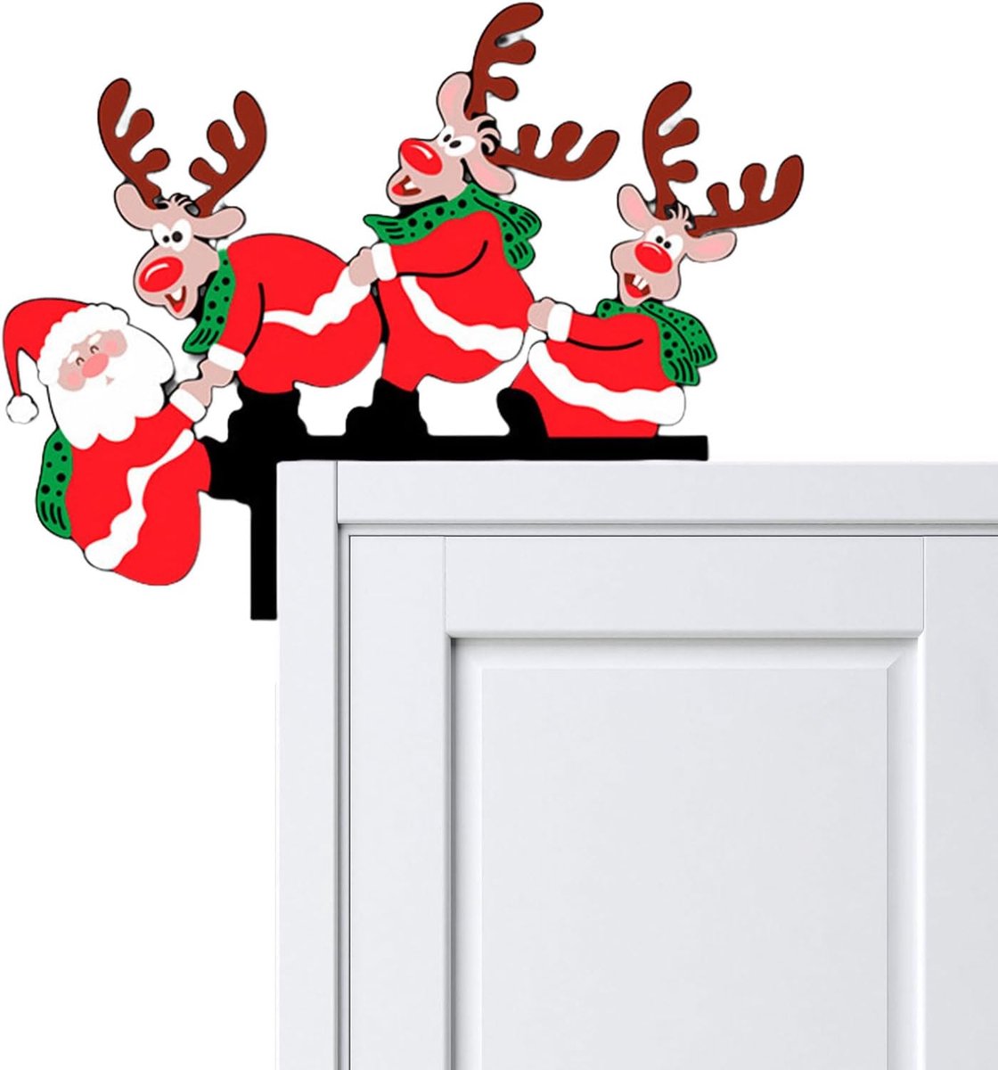 Door Decoration for Christmas Santa Claus Santa Reindeer Door Frame Wood Door Decoration Door Decoration Christmas - ShopVlot