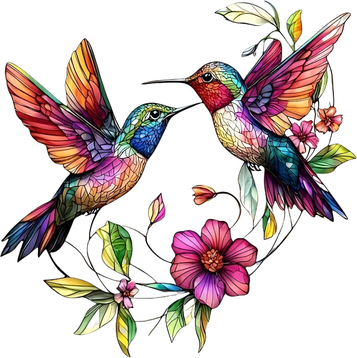 Kleurrijke kolibriestickers, 2 stuks, geschikt voor auto's, motorfietsen, laptops, waterflessen, vinyl stickers - ShopVlot